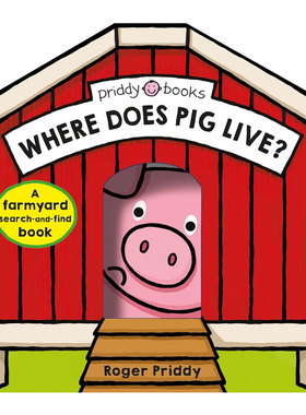 英文原版Where Does Pig Live? 猪住在哪里？ 在农场里寻找猪的家 互动机关 启蒙认知 农场动物纸板书2-6岁