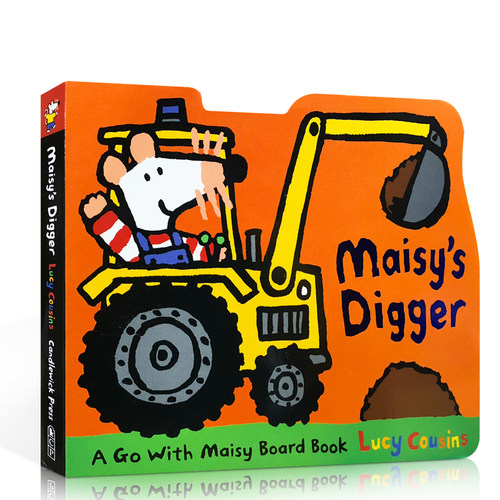 小鼠波波系列英文原版Maisy's Digger:A Go with Maisy Board Book小鼠波波的挖掘机纸板造型低幼儿童启蒙绘本3-6岁建筑工具车