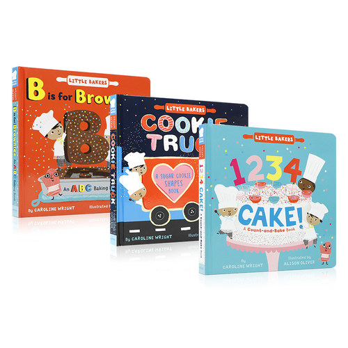 英文原版小面包师 系列3本Little Bakers 1234 Cake!: A Count-and-Bake Book 2-6岁低幼儿童启蒙认知字母/数字/形状/主题纸板绘本