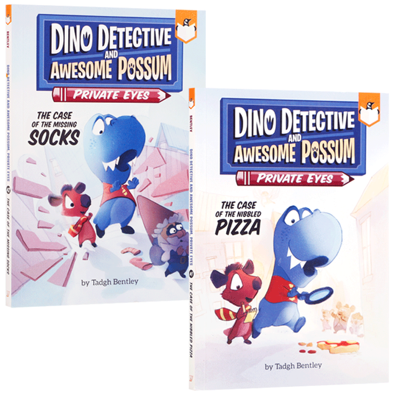 英文原版绘本Dino detective and awesome possum恐龙侦探和真棒负鼠系列2册 儿童英语阅读全彩趣味桥梁章节漫画书Penguin企鹅出版
