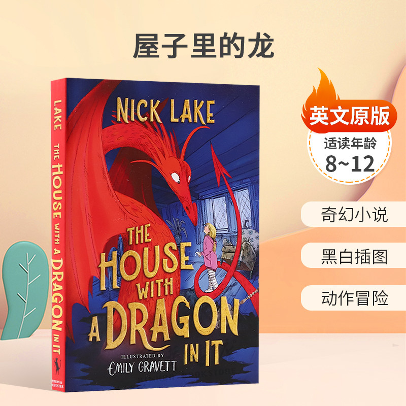 英文原版The House with a Dragon in It屋子里的龙向巨龙许愿奇幻小说 黑白插图 动作冒险平装小说魔幻奇幻8-12岁