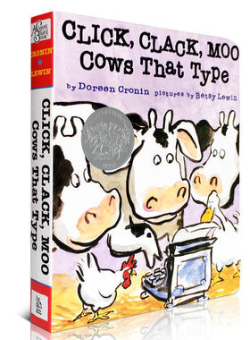 送音频英文原版绘本Click Clack Moo: Cows That Type 凯迪克银奖纸板书张湘君推荐廖彩杏有声书单咔嗒咔嗒哞启蒙故事图画童书