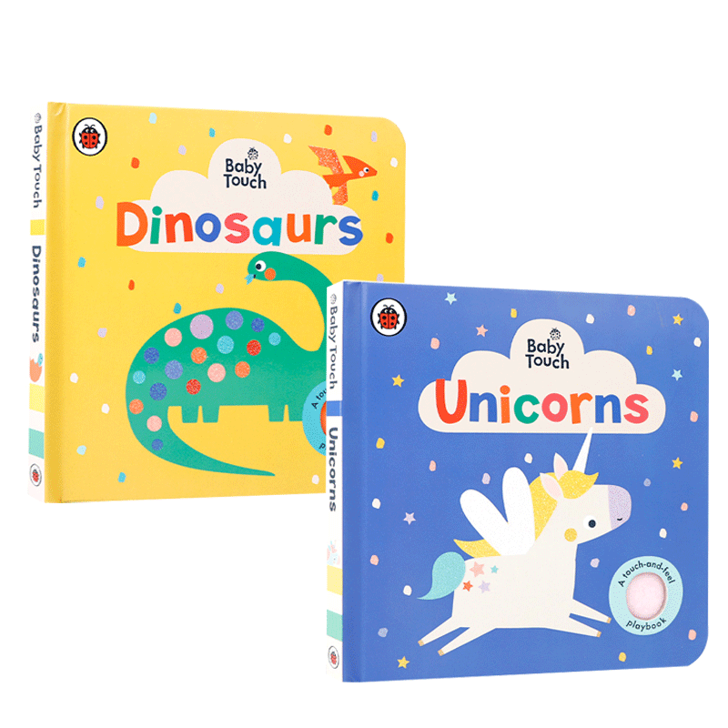 英文原版Ladybird Baby Touch小瓢虫独角兽与恐龙触摸书2册 Unicorns/Dinosaurs幼儿触感启蒙绘本亲子互动共读早教书纸板书