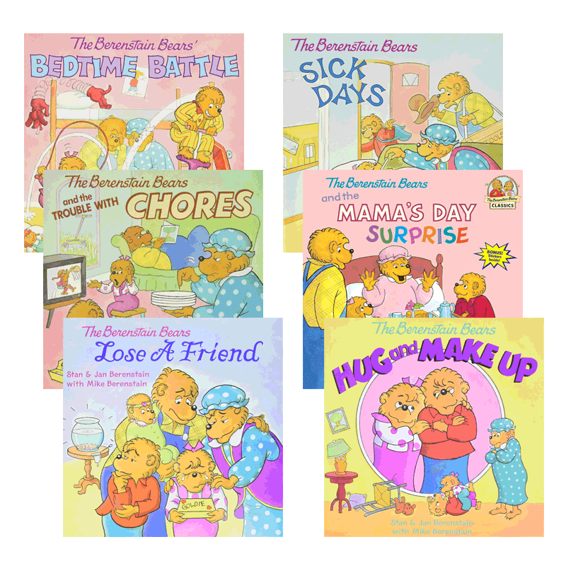 英文原版进口The Berenstain Bears' Bedtime Battle贝贝熊爱家人 家庭宠物亲子故事绘本 系列6本亲子互动儿童启蒙认知