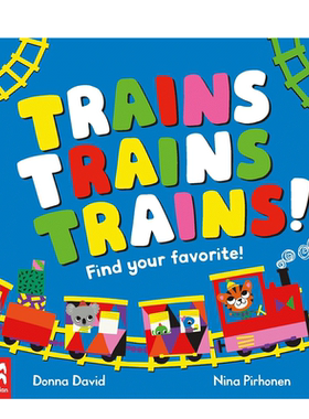 英文原版 Trains Trains Trains! 纸板 火车 50辆小火车教你学单词 Macmillan Children's Books 2-6岁儿童宝宝单词认知纸板书