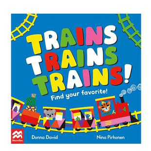 英文原版 Trains Trains Trains! 纸板 火车 50辆小火车教你学单词 Macmillan Children's Books 2-6岁儿童宝宝单词认知纸板书
