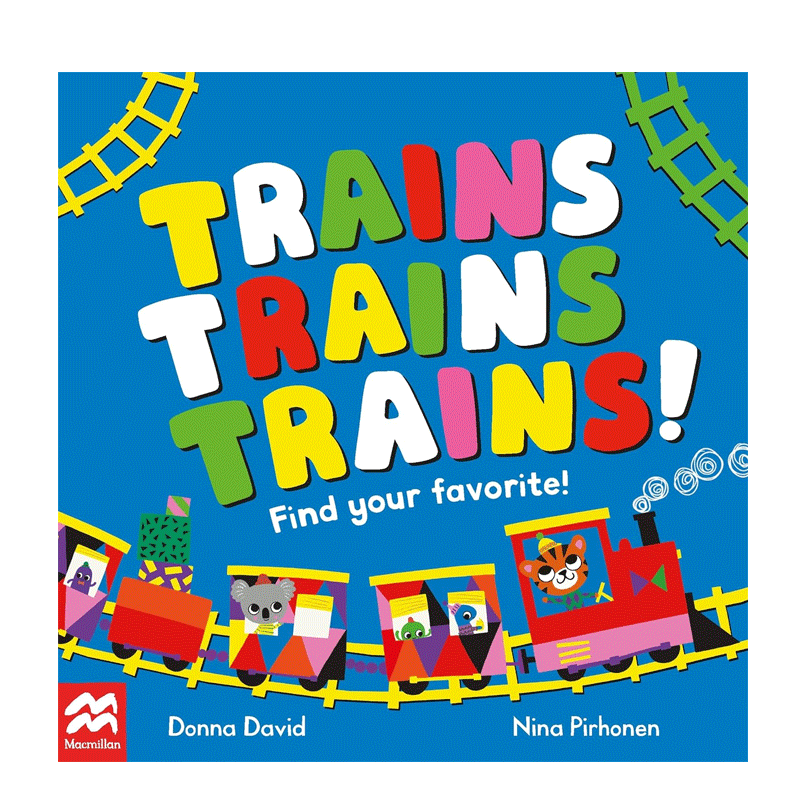 英文原版 Trains Trains Trains! 纸板 火车 50辆小火车教你学单词 Macmillan Children's Books 2-6岁儿童宝宝单词认知纸板书