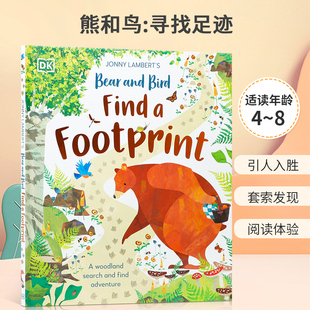 英文原版 Jonny Lambert’s Bear and Bird: Find a Footprint 约翰尼·兰伯特的《熊和鸟:寻找足迹》儿童宝宝动物科普绘本精装