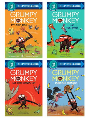 英文原版Grumpy Monkey暴躁猴系列4本Ready, Set, Bananas/Get Your Grumps Out 儿童英语早教分级阅读书Step Into Reading Level2
