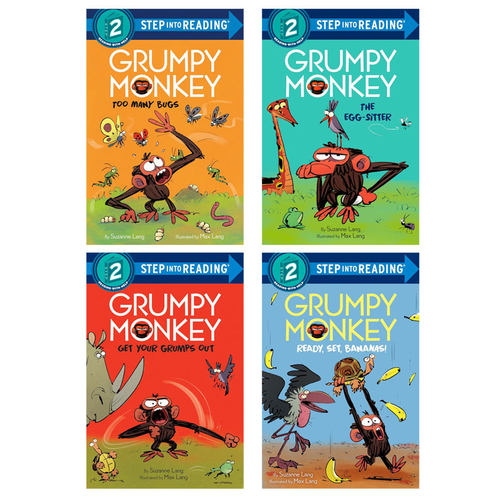 英文原版Grumpy Monkey暴躁猴系列4本Ready, Set, Bananas/Get Your Grumps Out 儿童英语早教分级阅读书Step Into Reading Level2