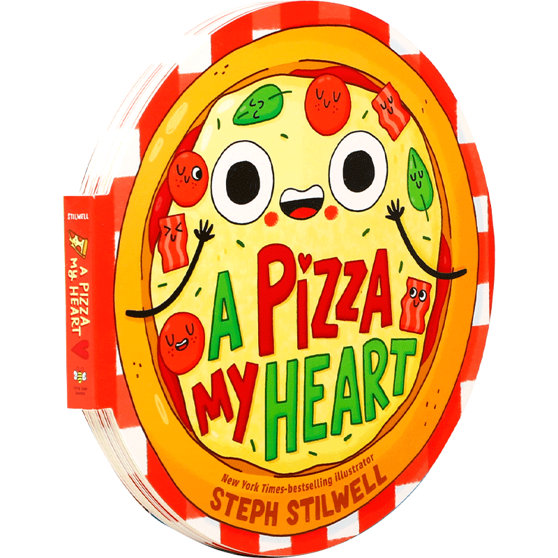 英文原版 Pizza My Heart 我的披萨心 little bee books 出版 2-6岁儿童宝宝启蒙一直亲子共读披萨形状纸板书