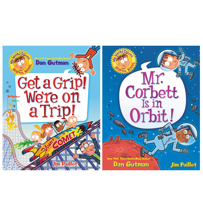英文原版My Weird School Graphic Novel我的疯狂学校漫画系列2本 Mr. Corbett Is In Orbit/Get a Grip儿童英语桥梁章节漫画书