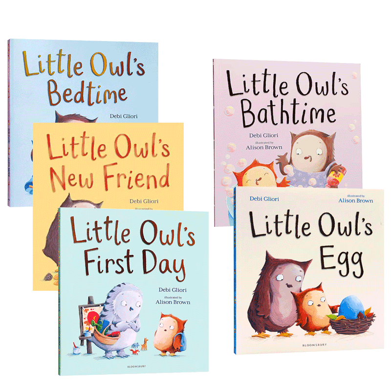 英文原版绘本5册Little Owl's Egg/Little Owl's Bedtime/Little Owl’s First Day 平装大开儿童图画故事书 名家Debi Gliori