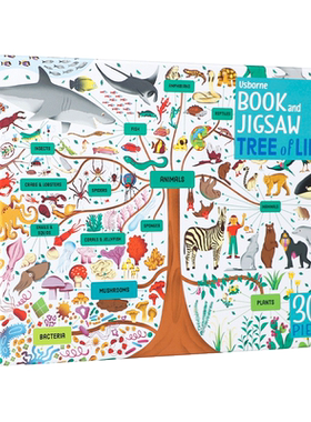 Usborne拼图游戏系列英文原版绘本Book and Jigsaws:The Tree of Life生命之树拼图游戏书  附300张拼图幼儿生物百科趣味早教益智