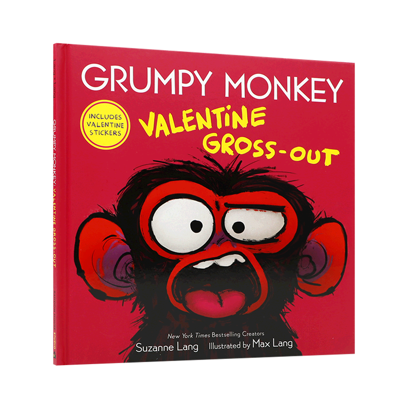 英文原版 Grumpy Monkey Valentine Gross-Out 含贴纸 暴躁猴 恶心的情人节 幼儿情绪控制 4-8岁儿童宝宝情绪认知贴纸书