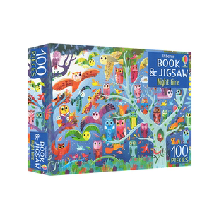 英文原版 Usborne Book and Jigsaw Night Time 尤斯伯恩系列书与拼图：夜晚时间  儿童早教益智拼图玩具附书 幼儿儿童玩具绘本