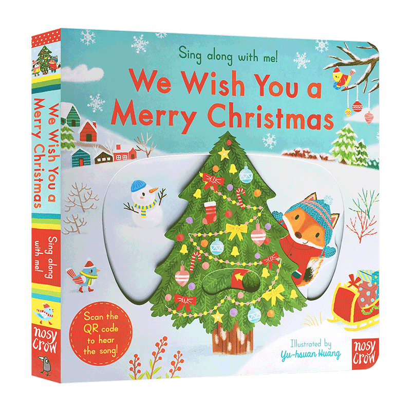 英文原版圣诞绘本sing along with me We Wish You a Merry Christmas圣诞节快乐0-6岁低幼儿童谣纸板推拉抽拉书