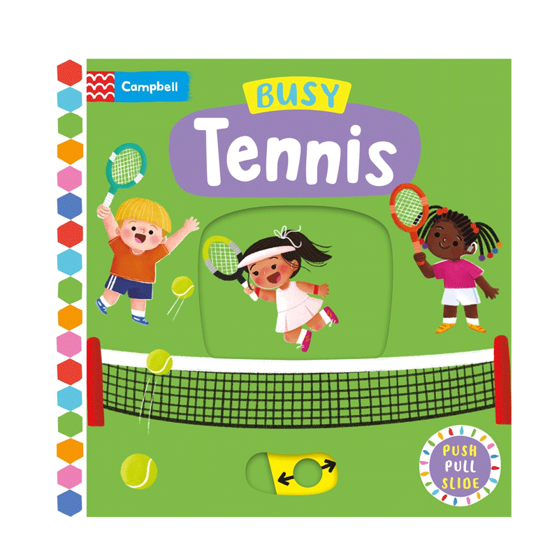 英文原版 Busy Books: Busy Tennis 忙碌的书 网球 认识12位网球明星 Campbell Books 2-6岁儿童宝宝启蒙益智抽拉机关书