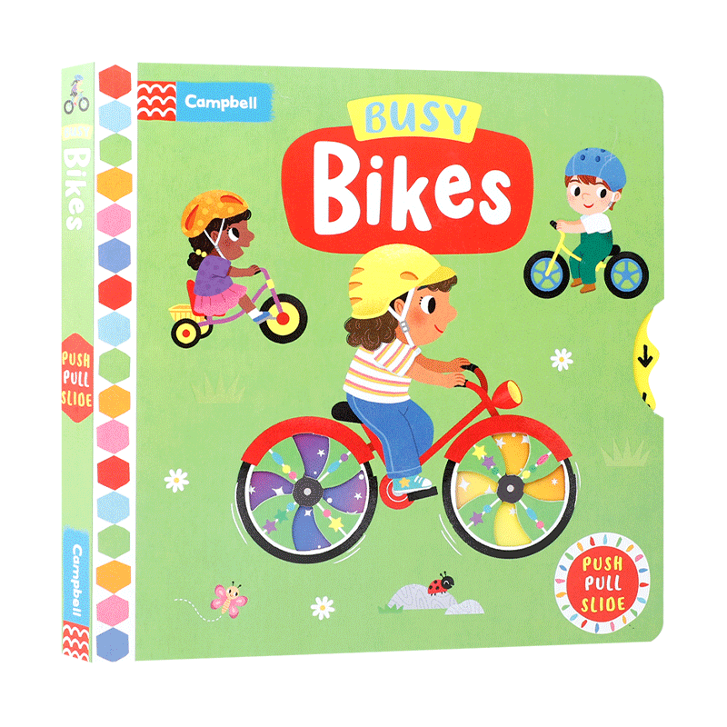 英文原版绘本Busy books系列Busy Bikes纸板书启蒙认知 0-3岁抽拉书培养宝宝动手能力图画书 英语入门早教边学边玩