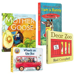 送音频英文原版4册绘本dear zoo神奇的动物园wheels on the bus/ i am a bunny 我是一只兔子 启蒙早教廖彩杏书单