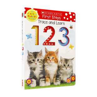 英文原版 Scholastic Early Learners：Trace and Learn 123 (First Steps) 数字触摸翻翻书 0-3岁幼儿宝宝启蒙触摸认知纸板书