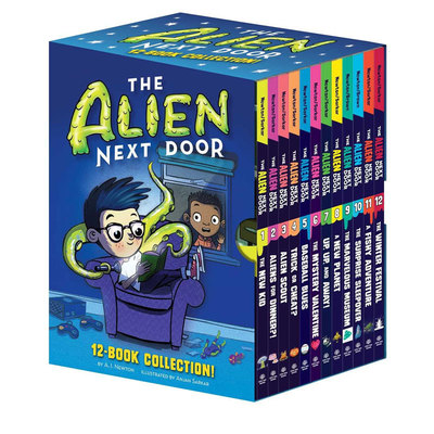 英文原版The Alien Next Door 12-Book Collection隔壁的外星人12册盒装外星人与地球人趣味冒险 桥梁/章节书8-12岁