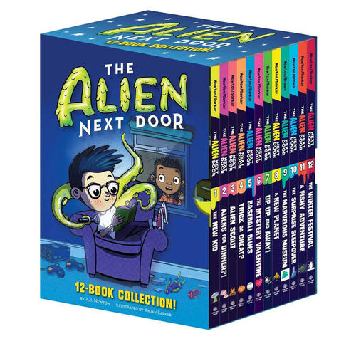 英文原版The Alien Next Door 12-Book Collection隔壁的外星人12册盒装外星人与地球人趣味冒险 桥梁/章节书8-12岁