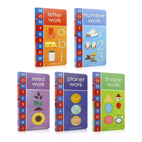 英文原版 HACHETTE：Montessori 蒙特梭利初识 系列5本 用蒙台梭利教学法学习 2-6岁儿童宝宝数字启蒙亲子共读纸板书