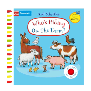 英文原版 Who's Hiding On The Farm? 谁躲在农场 0-2岁低幼儿童启蒙认知动物主题 亲子互动共读 纸板触摸翻翻书