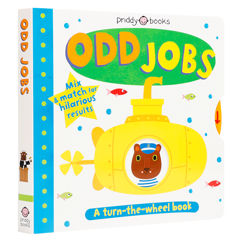 英文原版 Turn the Wheel:Odd Jobs转动方向盘:零工 亲子互动操作推拉抽拉机关书幼儿儿童英语启蒙认知纸板书绘本早教益智趣味学习