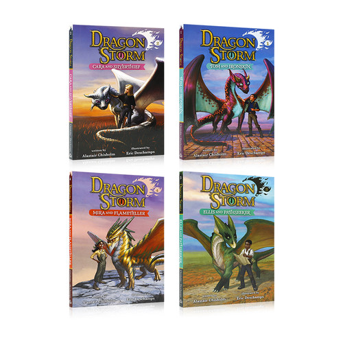 英文原版Dragon Storm巨龙风暴 #4册 中小学生英语课外阅读奇幻冒险故事桥梁章节书Tom And Ironskin/Cara And Silverthief