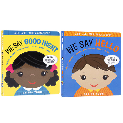 英文原版We Say我们说系列2本 Hello/Good Night 3-5岁低幼儿童英语启蒙绘本宝宝撕不烂纸板书亲子互动共读早教书翻翻书兰登书屋