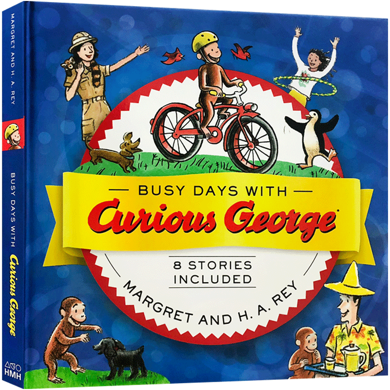 原版Busy Days with Curious George好奇猴乔治的繁忙工作日 8个故事合集 精装儿童英语启蒙阅读图画故事书汪培珽第3阶段0-6岁