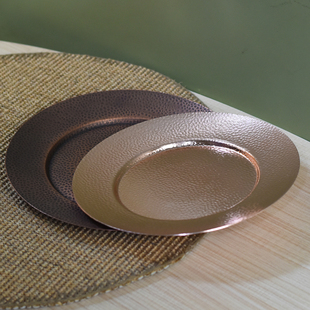 加厚紫铜盘子铜盘健康铜器餐盘饭店家用圆盘铜托盘手工仿古调料碟