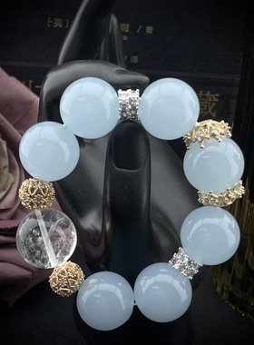 中古Vintage复古简约时尚气质甜美优雅老琉璃配水晶手链