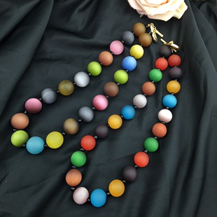 vintage 春夏新款宫廷风百搭款拒马河多宝磨砂猫眼短款密穿项链