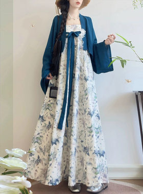 改良汉服法门寺披衫碎花吊带日常