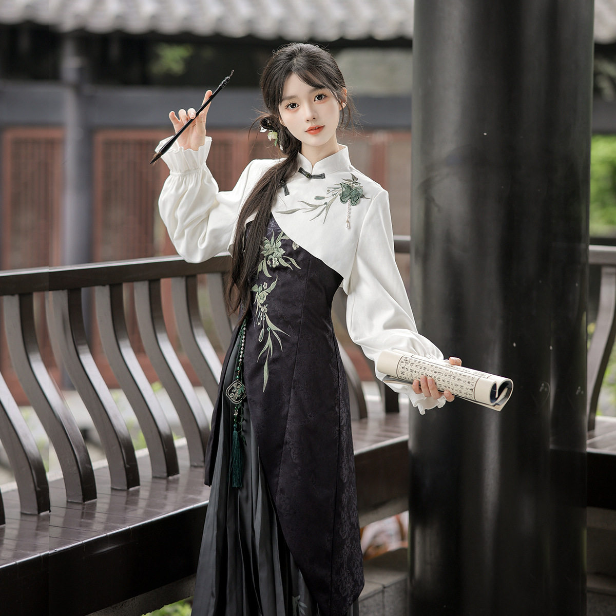 原创设计竹涧雪汉服女中国风套装图片