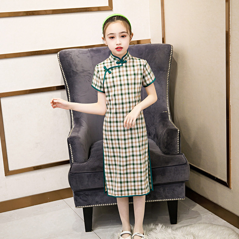 女童儿童旗袍夏季2026年新款格子