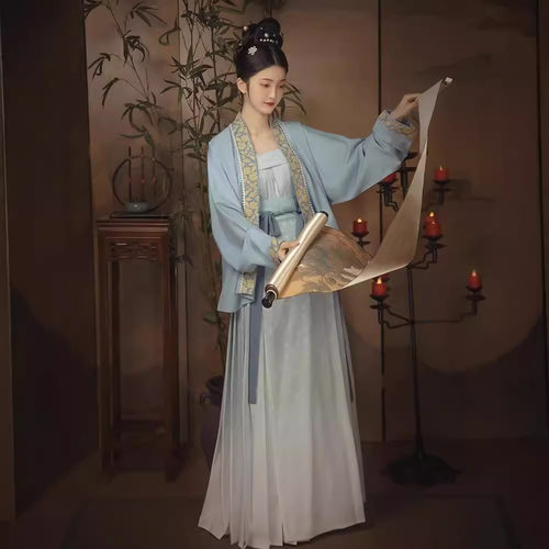 原创汉服女宋制三件套齐腰褶裙