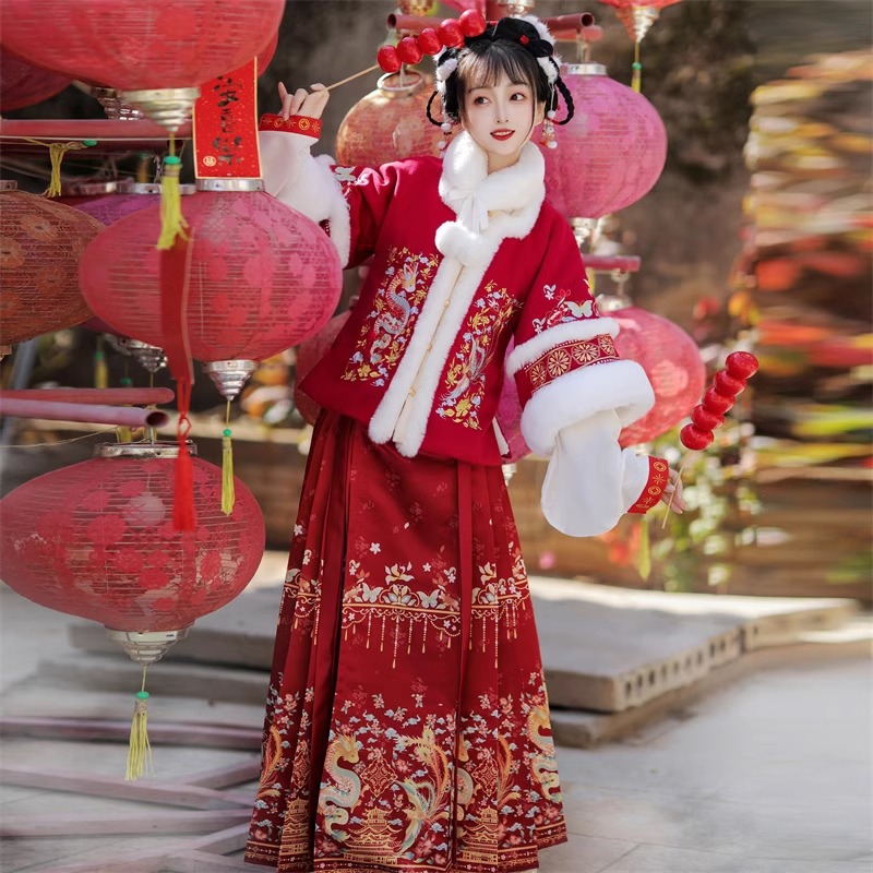 新品原创冬季加厚明制拜年服套装