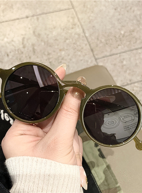 复古圆形太阳镜女潮可爱韩版潮拍照防紫外线小框原宿风素颜墨镜男