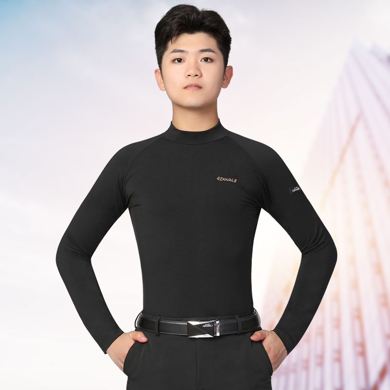 丹宝罗男士舞衣男高领长袖竹纤维国标舞服装跳舞修身交谊舞练功服