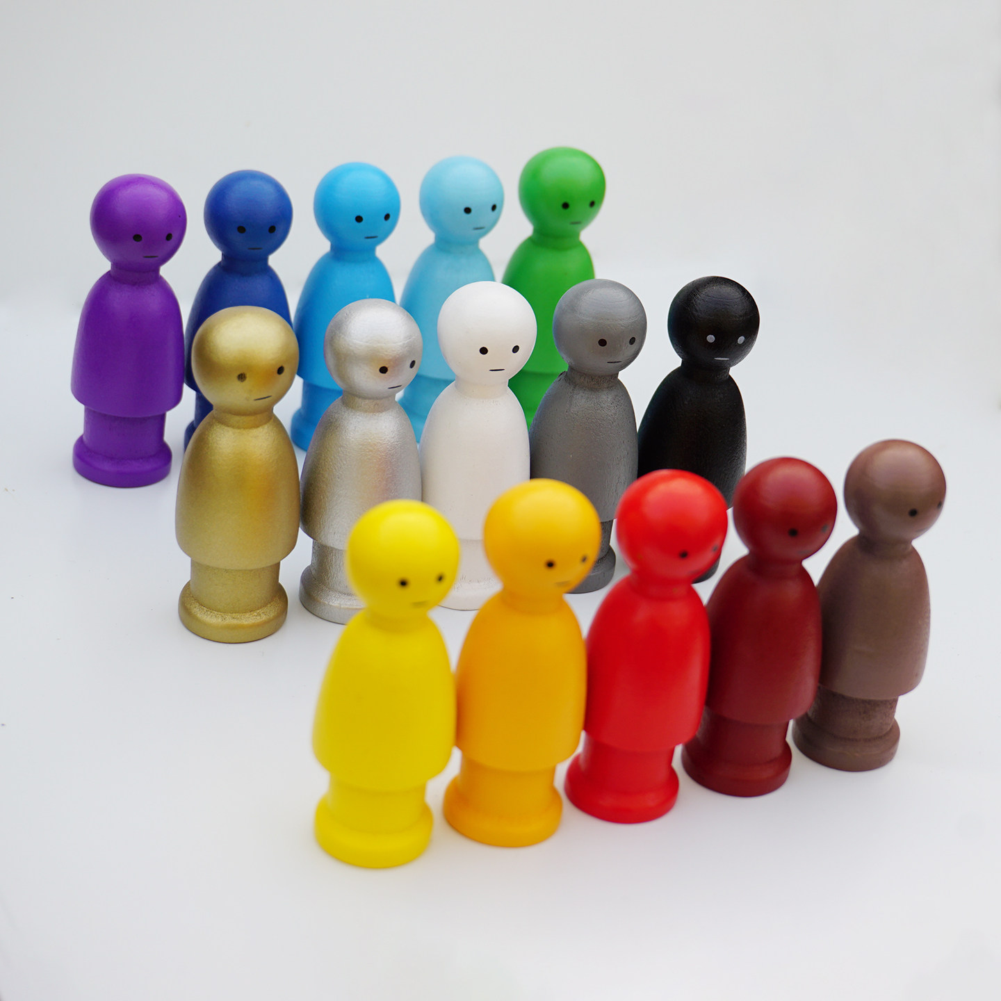 色彩疗愈人偶木偶心理咨询小物件家庭系统排列摆件实木高6.8cm