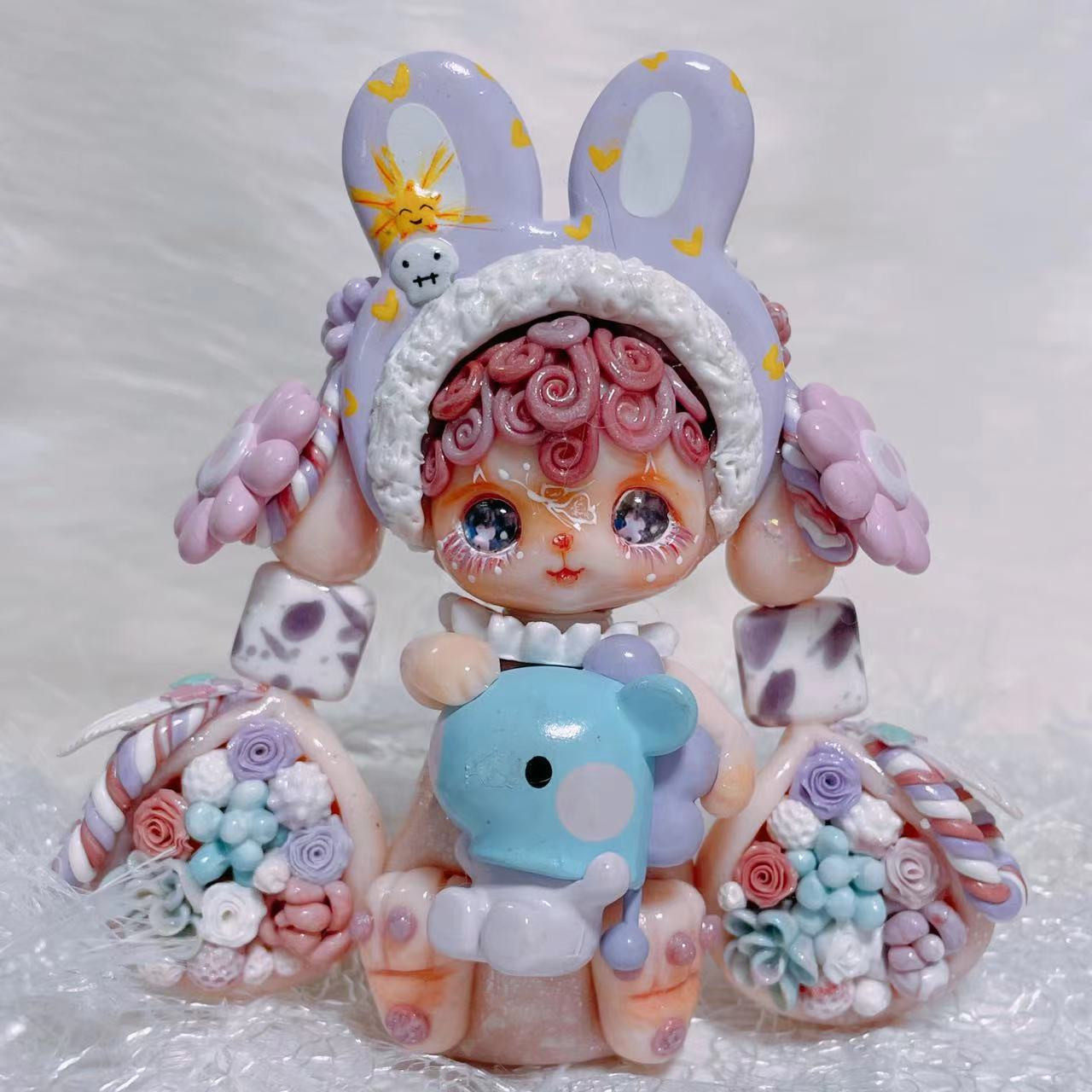 陶小柒手捏娃娃可爱立体软陶泥质感细腻手工摆件