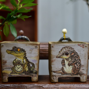 东方卡奈国风复古精品质感手工手绘立体浮雕透气吸水多肉植物花盆