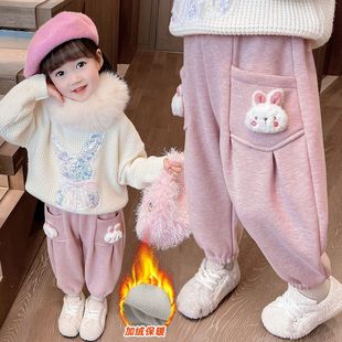 女童裤子美拉德加厚加绒外穿秋冬童装中小童儿童休闲裤冬季保暖