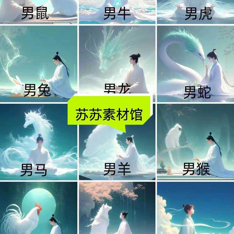 热门直播素材十二生肖男生女生高清微信头像图像抖音同款送话术