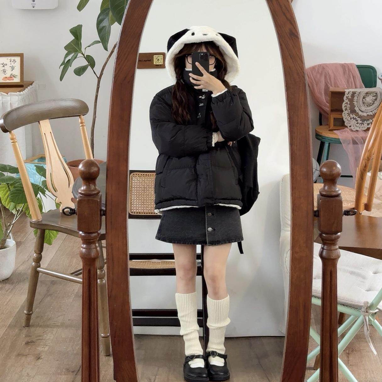 可爱软妹两面穿毛绒外套女冬棉服