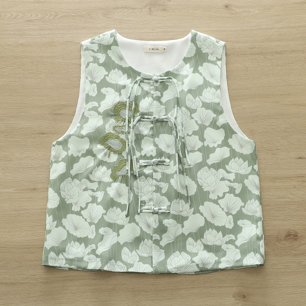 森系文艺复古新中式国风马甲女春夏盘扣绿色无袖马夹禅意唐装上衣